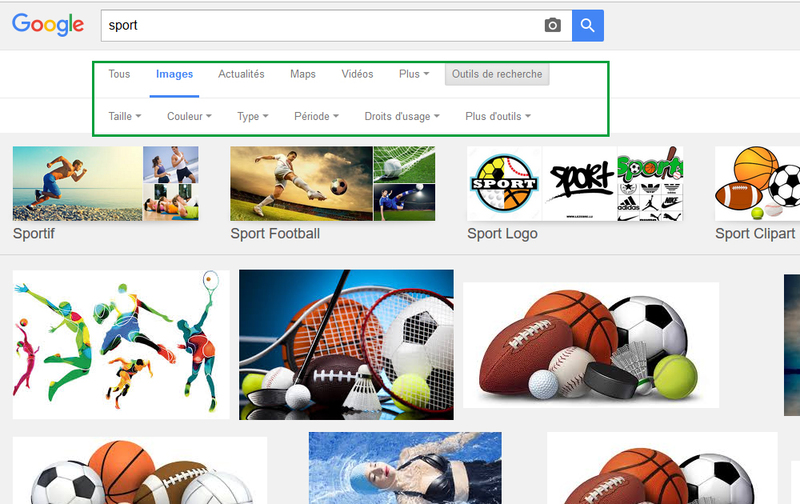 Les différents outils de Google Images