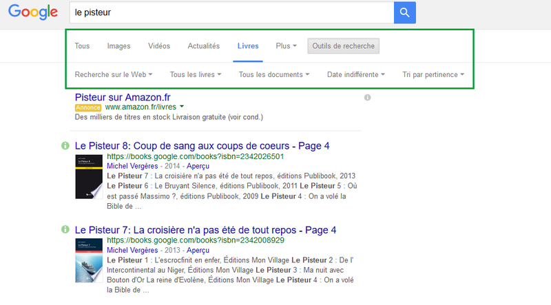 Différent outil de googlebooks.be