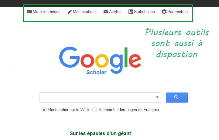 Scholar.google et ses outils.