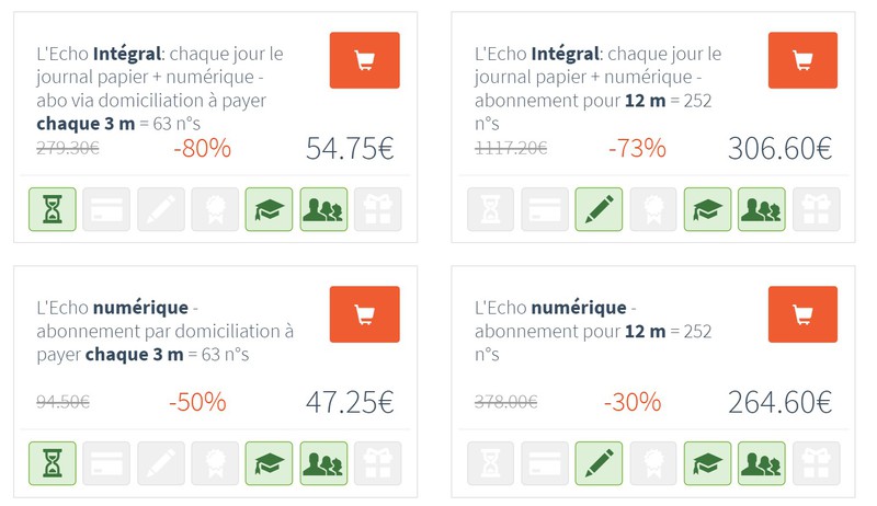 Réductions étudiant pour l'Echo