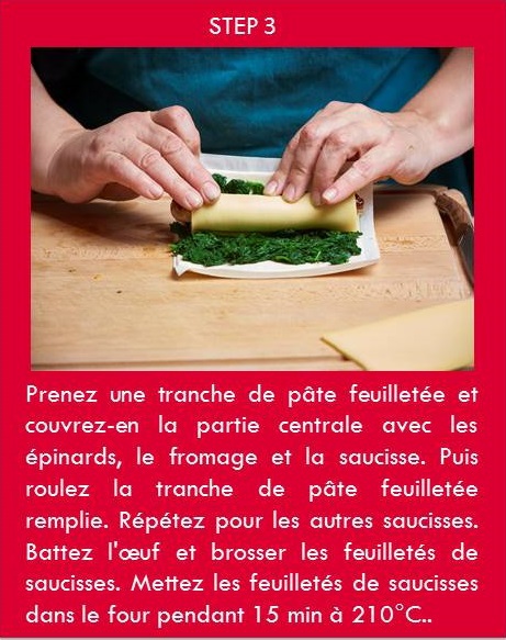 Recette à 3€ Feuilleté de saucisse aux épinards