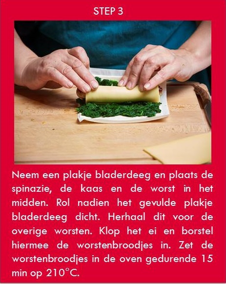 Worstenbroodje met spinazie step3