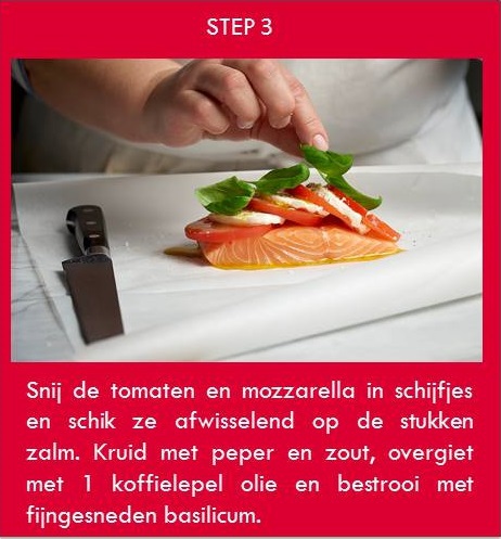 Zalm in papillot à la caprese Stap 3