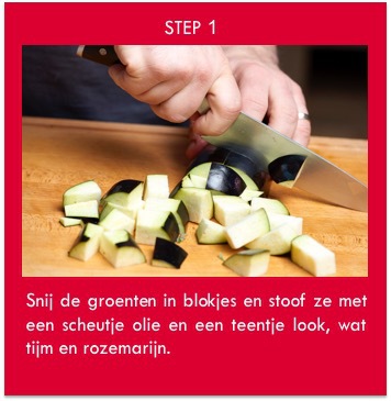 step 1 snij de groenten in blokjes