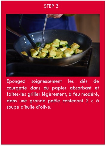 épongez soigneusement les dés de courgette