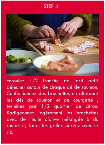 enroulez tranche de lard autour de chaque saumon
